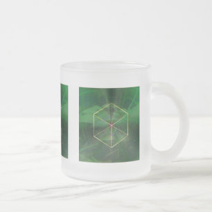 Sacred geometry platonic cube art frosted glass coffee mug