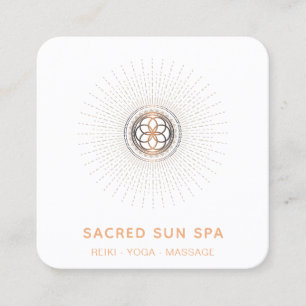 *~* Sacred Geometry Radiating Sun Energy Beams Square Business Card