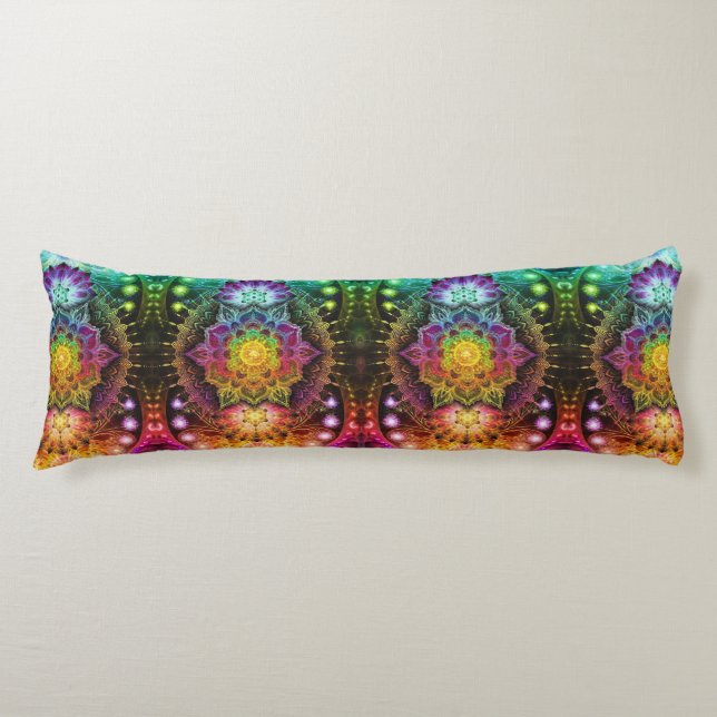 Sacred Geometry Rainbow Mandala  Body Cushion (Front)