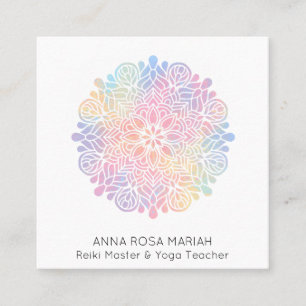 *~*  Sacred Geometry Rainbow Mandala Spiritual Square Business Card