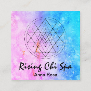 *~*  Sacred Geometry Reiki Yoga Watercolor Square Business Card