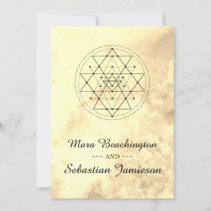*~* Sacred Geometry Sepia Watercolor Wedding Invitation