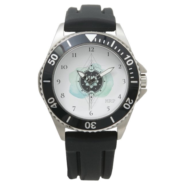 *~* Sacred Geometry Spiritual Stars Moon Lotus Watch (Front)