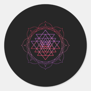 Sacred Geometry Sri Yantra Yoga Lotus Dala Psy Goa Classic Round Sticker
