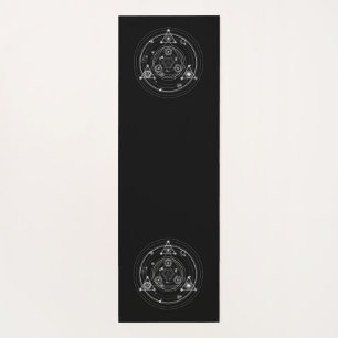 Sacred geometry style black pentagram yoga mat
