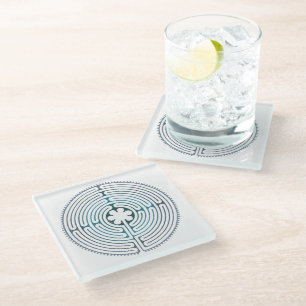 Sacred Geometry Symbol - Chartres Labyrinth 1 Glass Coaster