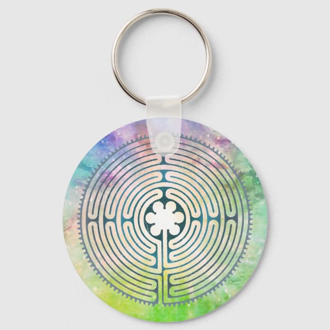 Sacred Geometry Symbol - Chartres Labyrinth 1 Key Ring (Front)