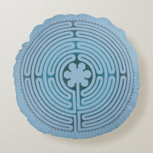 Sacred Geometry Symbol - Chartres Labyrinth 1 Round Cushion