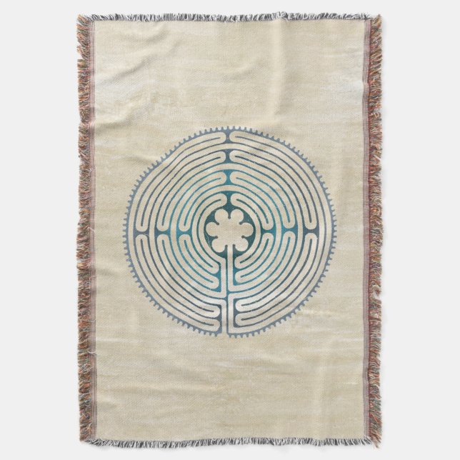 Sacred Geometry Symbol - Chartres Labyrinth 1 Throw Blanket (Front Vertical)