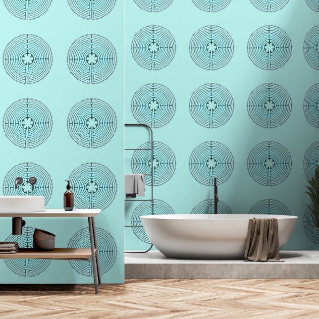Sacred Geometry Symbol - Chartres Labyrinth 1 Wallpaper (Bathroom)
