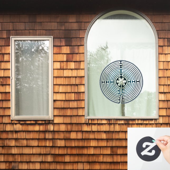Sacred Geometry Symbol - Chartres Labyrinth 1 Window Cling (Home Window)