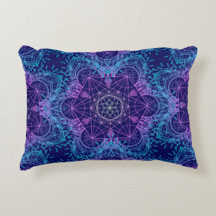 Sacred Geometry Symbols in Mandala seamless patter Decorative Cushion