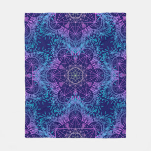 Sacred Geometry Symbols in Mandala seamless patter Fleece Blanket