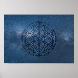 Sacred geometry - The Flower of Life in cosmos Poster