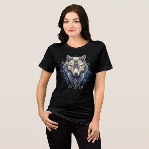 Sacred Geometry Wolf Mystic Tribal Fantasy Wolf Tri-Blend Shirt