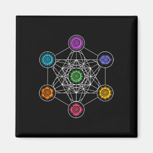 Sacred Geometry Yoga Metatrons Cube Rainbow Chakra Magnet