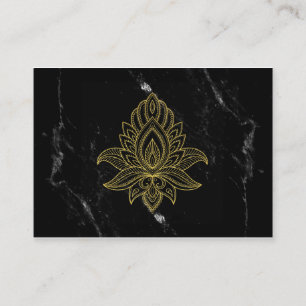 *~* Sacred Gold Hamsa White Black Marble Abstract Business Card