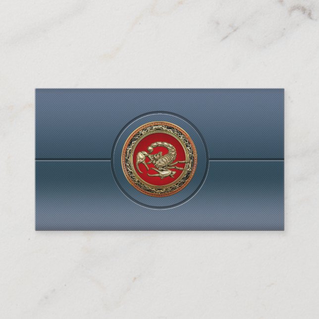 Sacred Golden Scorpion on Red Business Card (Front)