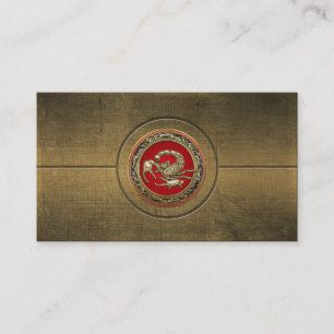 Sacred Golden Scorpion on Red Business Card
