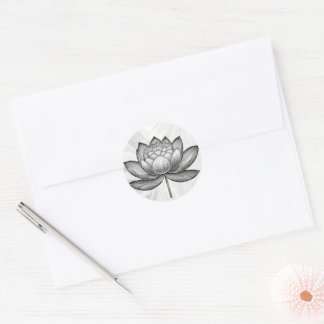 Sacred hand drawn lotus flower, water lily flower classic round sticker