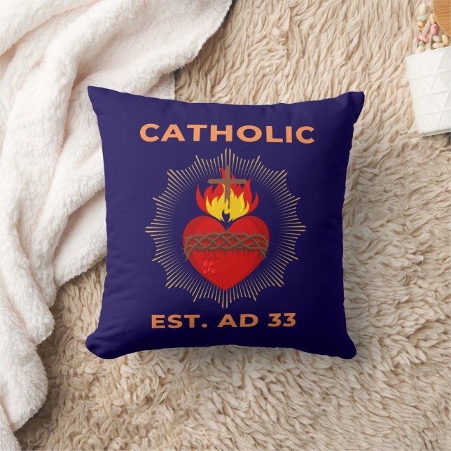 Sacred Heart AD 33 Catholic Throw Pillow (Blanket)