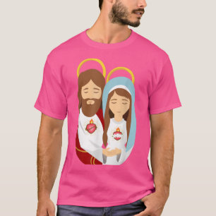 Sacred Heart and Immaculate Heart Picture Jesus an T-Shirt