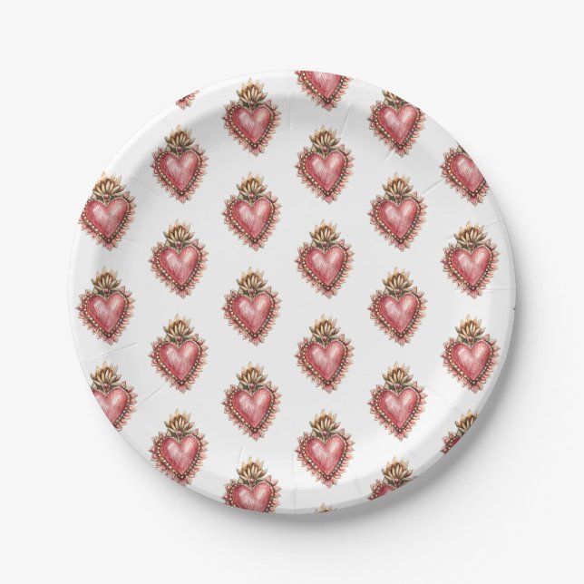 Sacred Heart Baroque Paper Plate (Front)