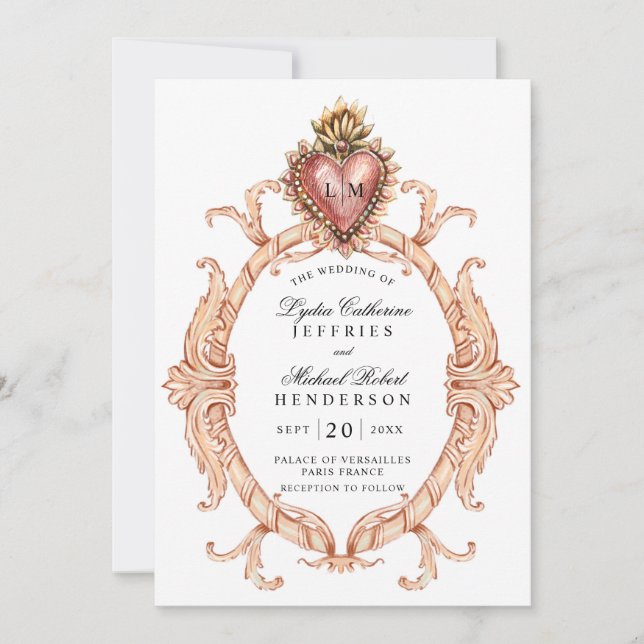 Sacred Heart Baroque Wedding Invitation (Front)