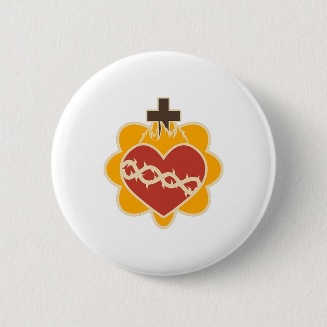Sacred Heart Catholic 6 Cm Round Badge (Front)