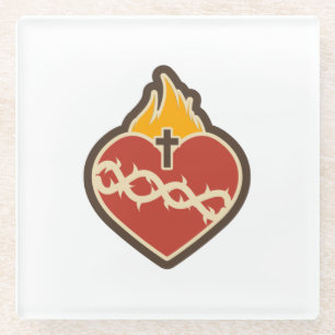 Sacred Heart Catholic Glass Coaster