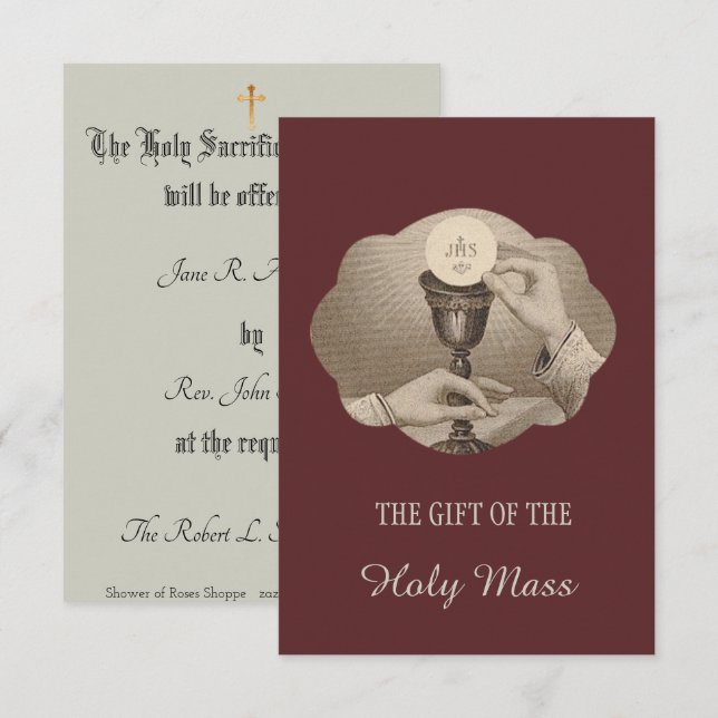 Sacred Heart Catholic Mass Memorial Offering Invitation (Front/Back)