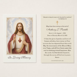 Sacred Heart Catholic Memorial Prayer Holy Card