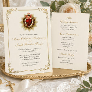 Sacred Heart Catholic Wedding Invitation