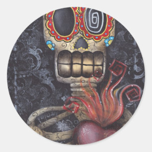 Sacred Heart Day of the Dead Classic Round Sticker