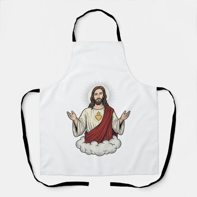 Sacred Heart Devotional Vintage Engraving Design_1 Apron (Front)