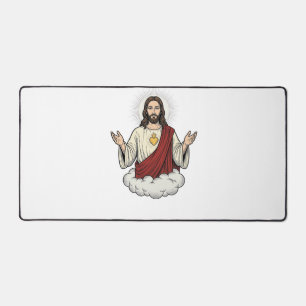 Sacred Heart Devotional Vintage Engraving Design_1 Desk Mat