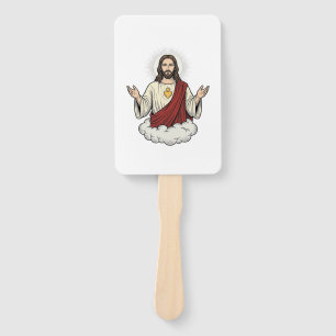 Sacred Heart Devotional Vintage Engraving Design_1 Hand Fan