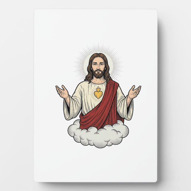 Sacred Heart Devotional Vintage Engraving Design_1 Plaque (Front)