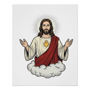 Sacred Heart Devotional Vintage Engraving Design_1 Poster