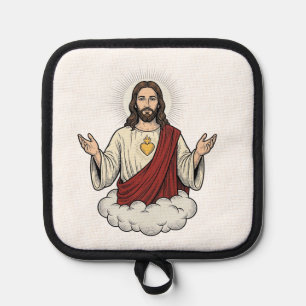 Sacred Heart Devotional Vintage Engraving Design_1 Pot Holder