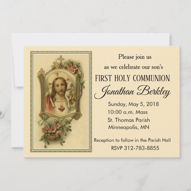 Sacred Heart First Holy Communion Invitations (Front)