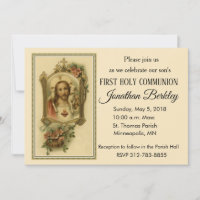 Sacred Heart First Holy Communion Invitations