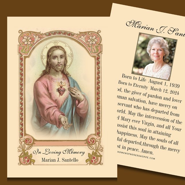 Sacred Heart Funeral Memorial Keepsake Prayer (Creator Uploaded)
