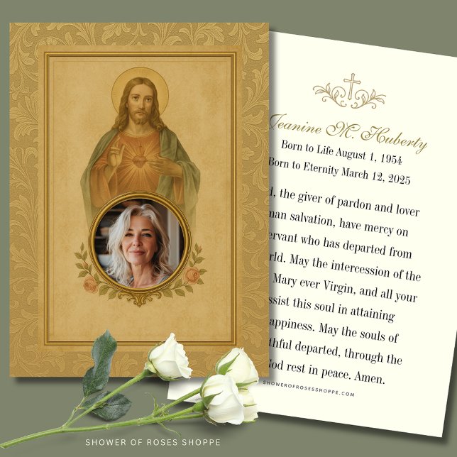 Sacred Heart Funeral Memorial with Photo & Prayer (Creator Uploaded)