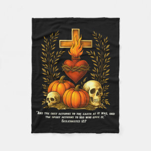 Sacred Heart Halloween Jesus Skulls Pumpkins Chris Fleece Blanket