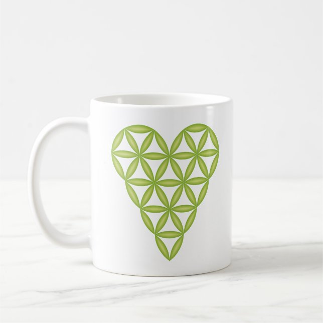 Sacred Heart - Heart of life, 3D/Green 01.  Coffee Mug (Left)