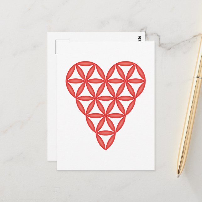  Sacred Heart - Heart of life, 3D/Red. Postcard (Front/Back In Situ)