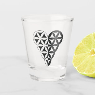 Sacred Heart - Heart of life, Dual-Wh/Bl.  Shot Glass