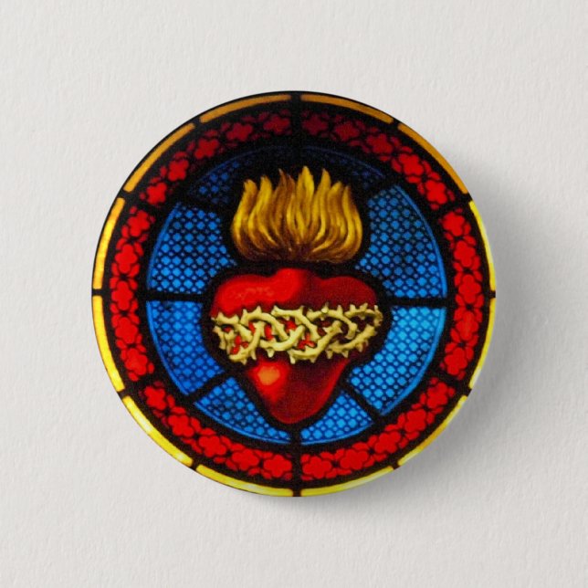 Sacred Heart (J&M) Stained Glass Button (Front)
