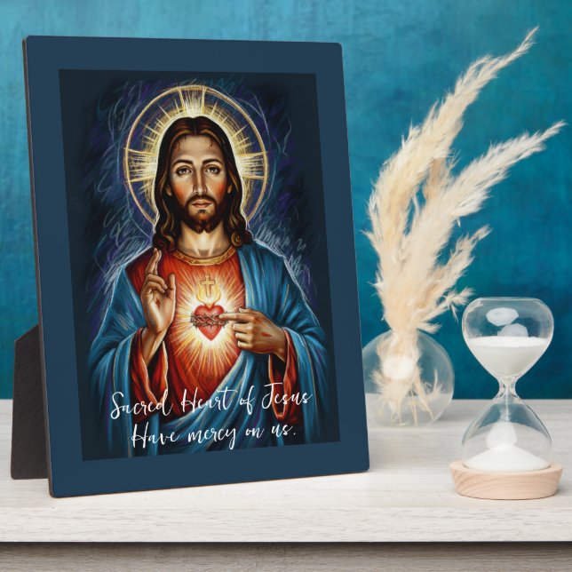 Sacred Heart Jesus Artistic Chalk Drawing Plaque (Side)